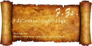 Fürster Zsüliet névjegykártya